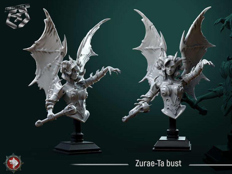 Zurae-Ta-bust-75mm-figurines-fantasy-tabletop-RPG-3D-miniatures-white-werewolf-tavern