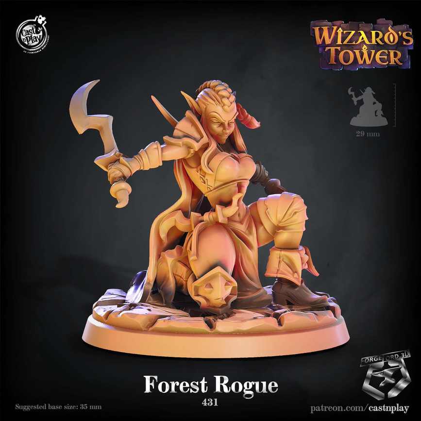 Forest-Rogue-CastNPlay-Wizard's-Tower-Collection--fantasy-tabletop-RPG-3D-miniatures