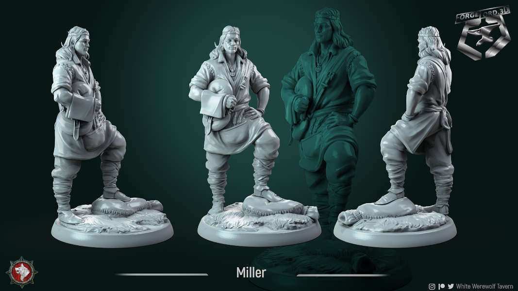 Miller-32mm-figurines-fantasy-tabletop-RPG-3D-miniatures-white-werewolf-tavern