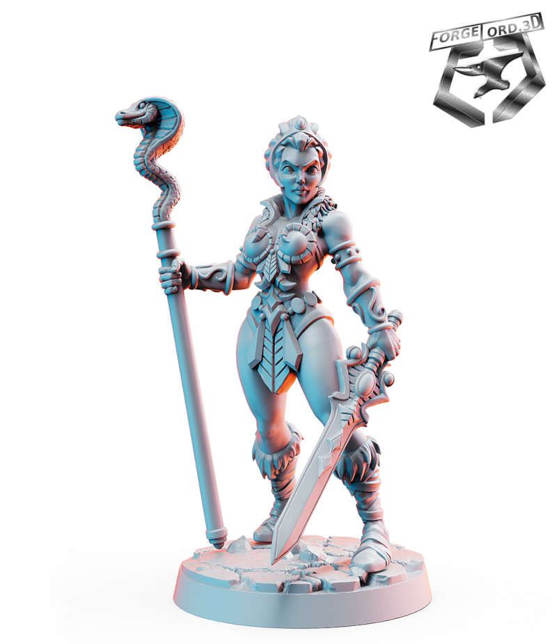 Sheela-with-Snakewand-RN-Estudio--Those-Wonderful-80's-collection-figurines-fantasy-tabletop-RPG-3D-miniatures