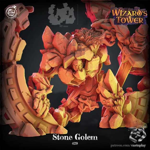 Stone-Golem-CastNPlay-Wizard's-Tower-Collection--fantasy-tabletop-RPG-3D-miniatures