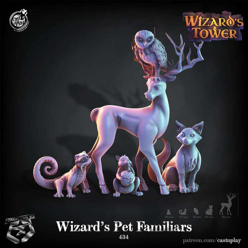 Wizard-Pet-Familiars-CastNPlay-Wizard's-Tower-Collection--fantasy-tabletop-RPG-3D-miniatures