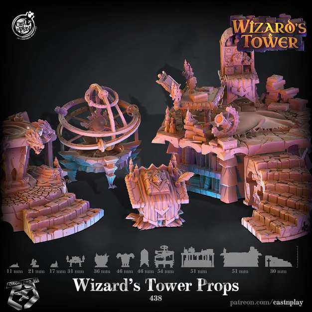 Wizards-Tower-Props-CastNPlay-Wizard's-Tower-Collection--fantasy-tabletop-RPG-3D-miniatures