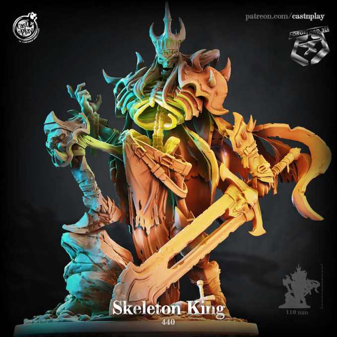 Skeleton-King-CastNPlay-dongeons-of-thamarya-Collection--fantasy-tabletop-RPG-3D-miniatures