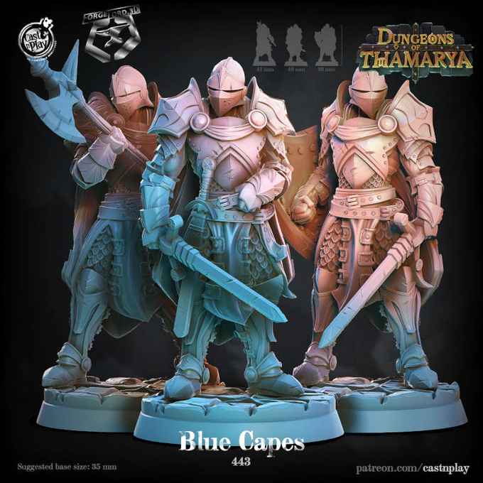 Blue-Capes-CastNPlay-dongeons-of-thamarya-Collection--fantasy-tabletop-RPG-3D-miniatures