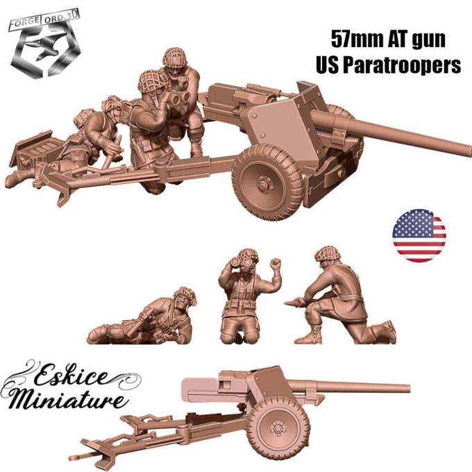 WWII-US-57mm-AT-gun-paratroopers-28mm-Figurines-3D-miniatures-Eskice-Miniature-historical-1