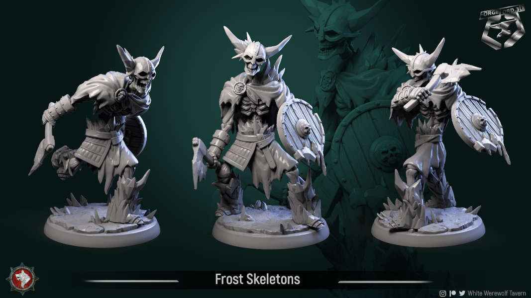 Frost-Skeletons-set-32mm-figurines-fantasy-tabletop-RPG-3D-miniatures-white-werewolf-tavern