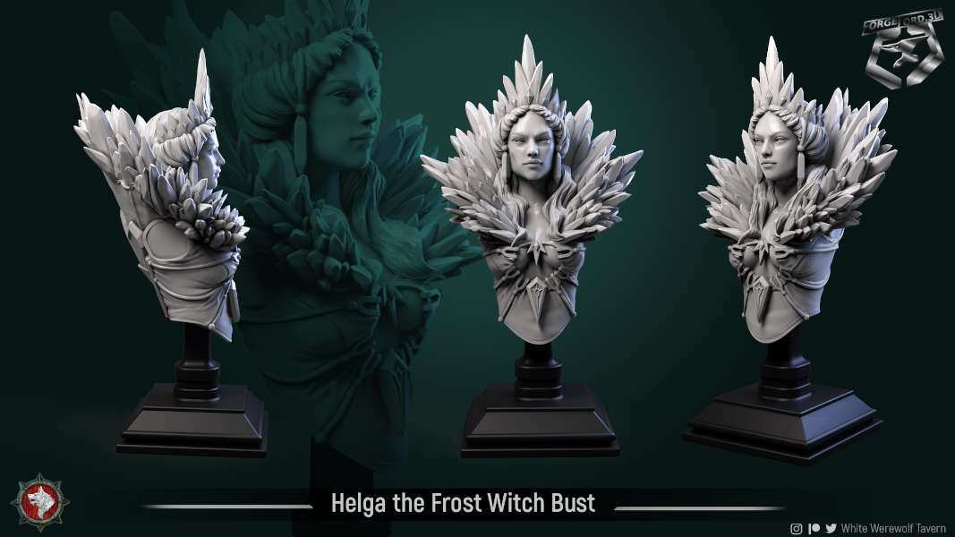 Helga-the-Frost-Witch-bust-75mm-figurines-fantasy-tabletop-RPG-3D-miniatures-white-werewolf-tavern