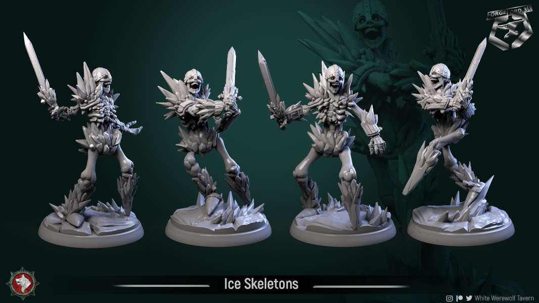 Ice-Skeletons-set-32mm-figurines-fantasy-tabletop-RPG-3D-miniatures-white-werewolf-tavern