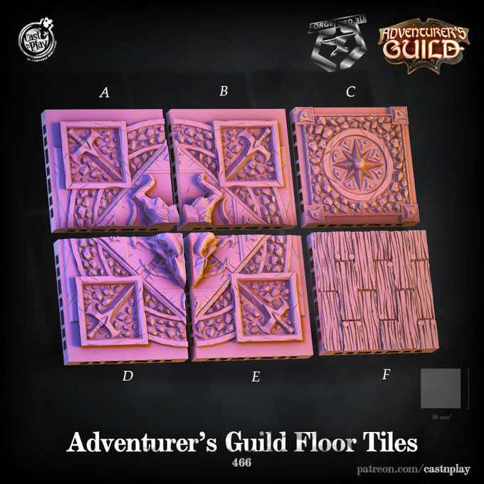 Adventurers-Guild-Floor-Tiles-CastNPlay-Collection-decor-fantasy-tabletop-RPG-3D-miniatures
