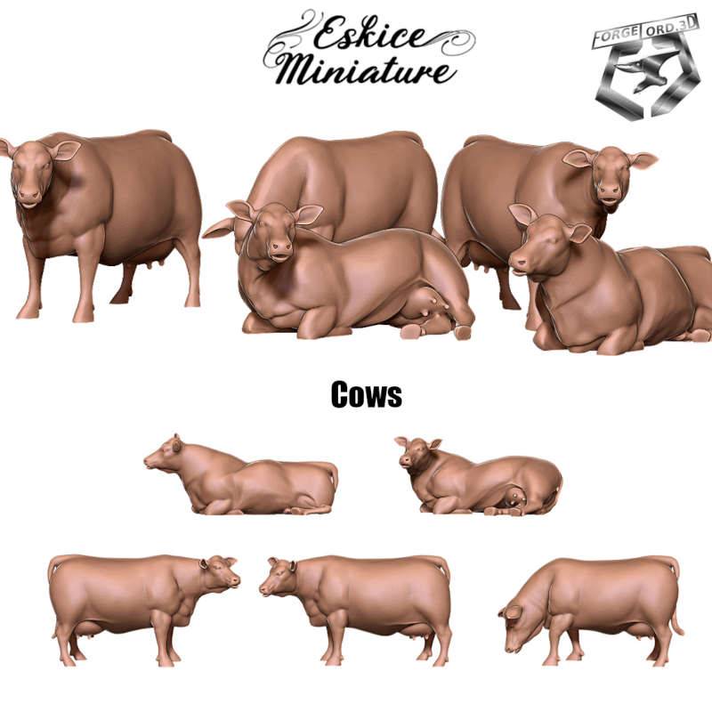 Cows-Figurines-3D-miniatures-Eskice-Miniature