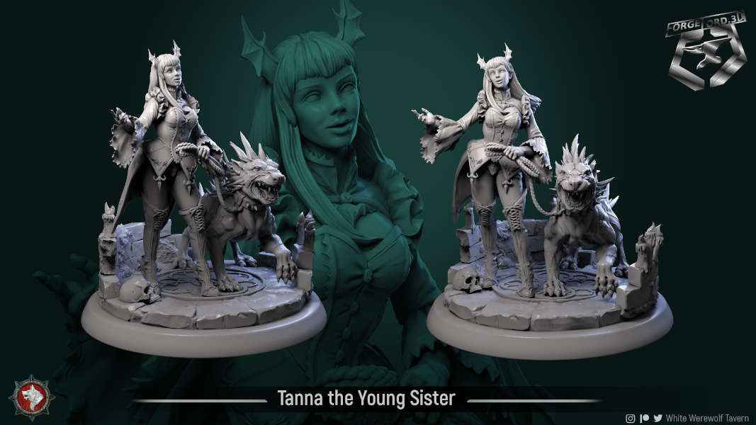 Tanna-the-Young-Sister-75mm-figurines-fantasy-tabletop-RPG-3D-miniatures-white-werewolf-tavern