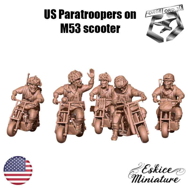 US-paratroopers-M53-scooter-WWII-Figurines-3D-miniatures-Eskice-Miniature-historical-1