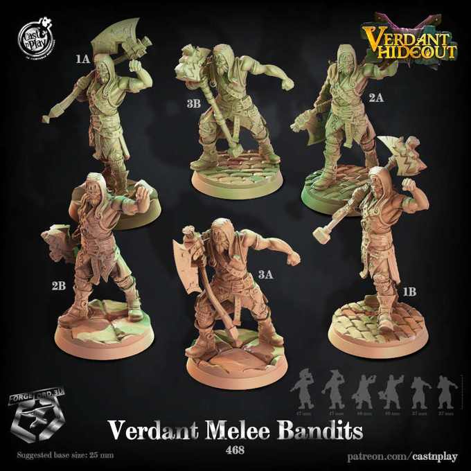 Verdant-Melee-Bandits-CastNPlay-verdant-hideout-Collection--fantasy-tabletop-RPG-3D-miniatures