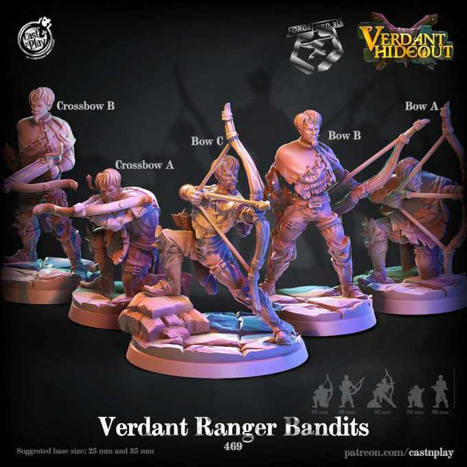 Verdant-Ranger-Bandits-CastNPlay-verdant-hideout-Collection--fantasy-tabletop-RPG-3D-miniatures
