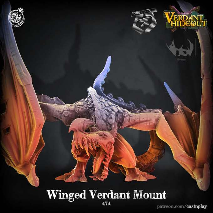 Winged-Verdant-Mount-CastNPlay-verdant-hideout-Collection--fantasy-tabletop-RPG-3D-miniatures