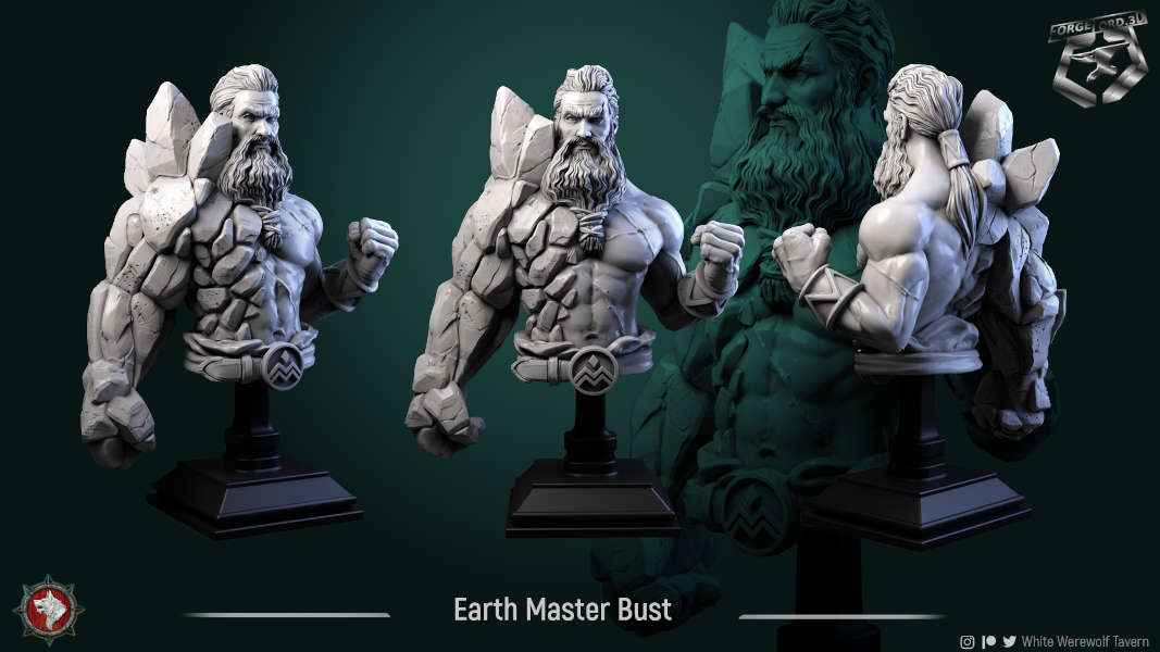 Earth-Master-bust-75mm-fantasy-tabletop-RPG-3D-miniatures-white-werewolf-tavern