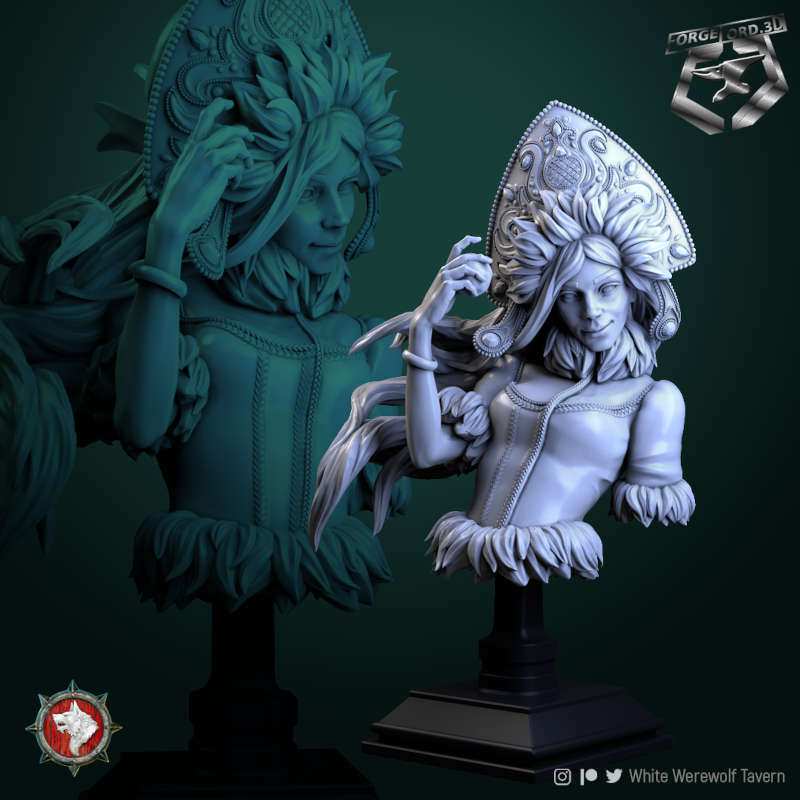 Snow_girl-bust-75mm-figurines-fantasy-tabletop-RPG-3D-miniatures-white-werewolf-tavern