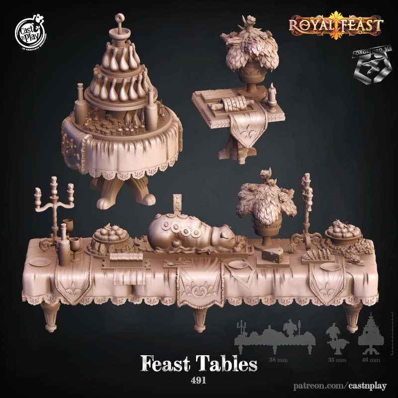 Royal-Feast-Tables-CastNPlay-Royal-feast-Collection--fantasy-tabletop-RPG-3D-miniatures