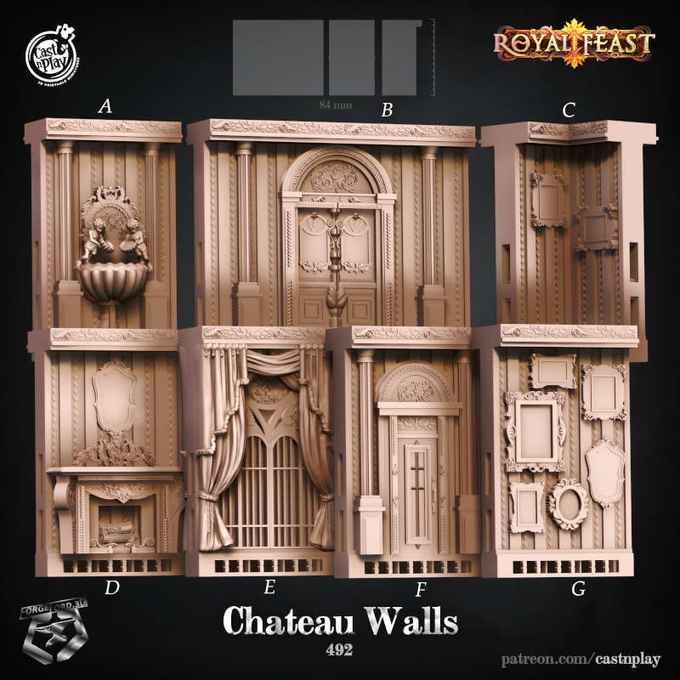Chateau-Walls-CastNPlay-rroyal-feast-Collection--fantasy-tabletop-RPG-3D-miniatures