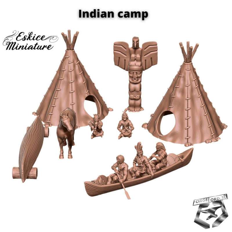 Camp-indien-Figurines-3D-miniatures-Eskice-Miniature-historical-1