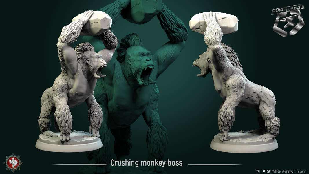Crushing-monkey-boss-figurines-fantasy-tabletop-RPG-3D-miniatures-white-werewolf-tavern