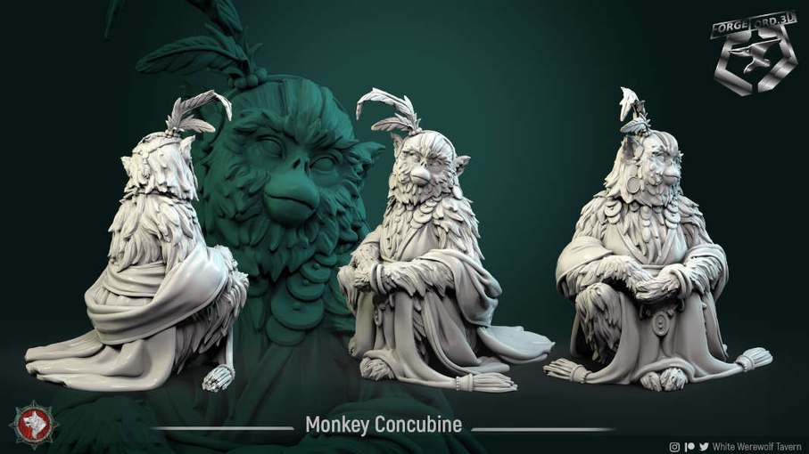 Monkey-Concubine-75mm-figurines-fantasy-tabletop-RPG-3D-miniatures-white-werewolf-tavern