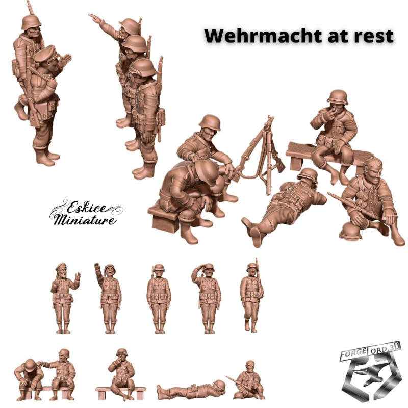 Wehrmacht-at-rest-WWII-Figurines-3D-miniatures-Eskice-Miniature-historical-1