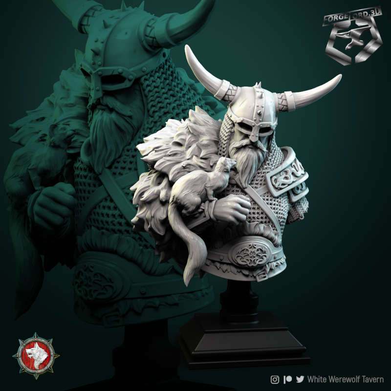 Kolgrim-bust-75mm-figurines-fantasy-tabletop-RPG-3D-miniatures-white-werewolf-tavern