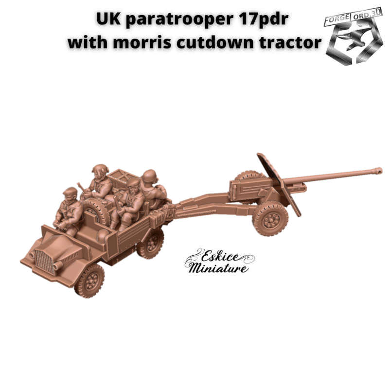 17pdr-UK-paratroopers-with-Morris-countdown-tractor-moving-WWII-Figurines-3D-miniatures-Eskice-Miniature-historical-1