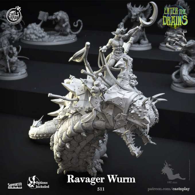 Ravager-Wurm-CastNPlay-enter-the-drains-Collection--fantasy-tabletop-RPG-3D-miniatures