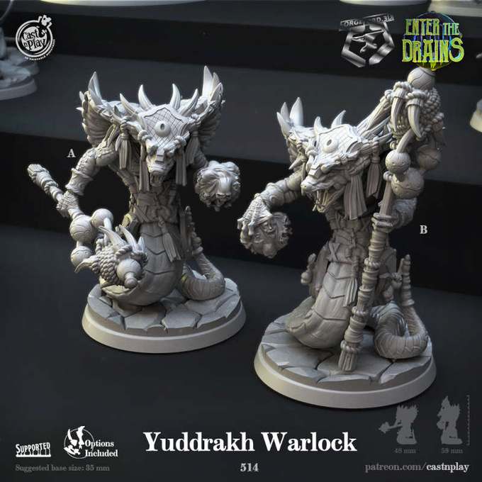 Yuddrakh-Warlock-CastNPlay-enter-the-drains-Collection--fantasy-tabletop-RPG-3D-miniatures