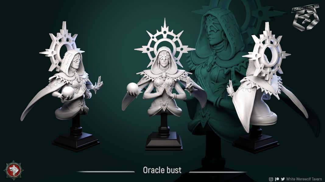 Oracle-bust-75mm-figurines-fantasy-tabletop-RPG-3D-miniatures-white-werewolf-tavern