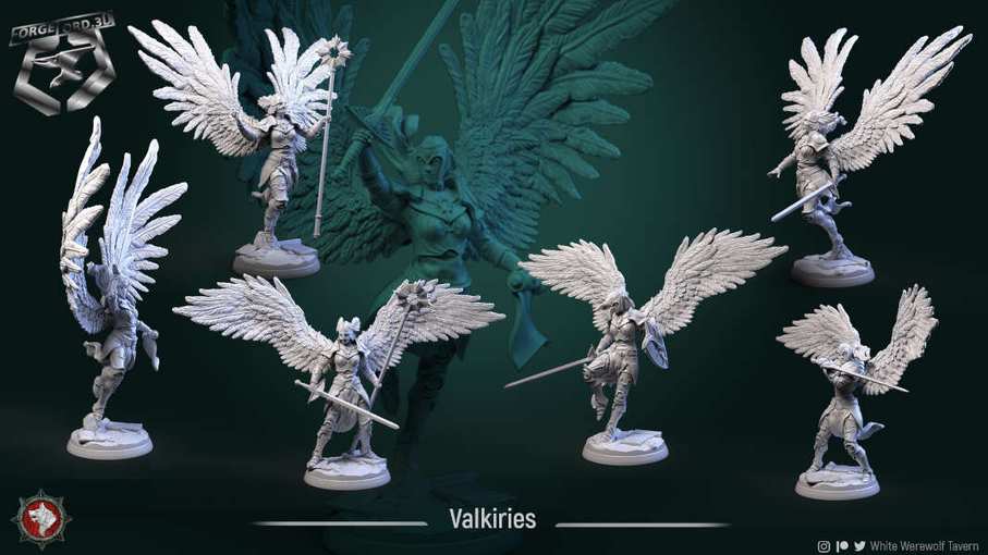 Valkiries-set-32mm-figurines-fantasy-tabletop-RPG-3D-miniatures-white-werewolf-tavern