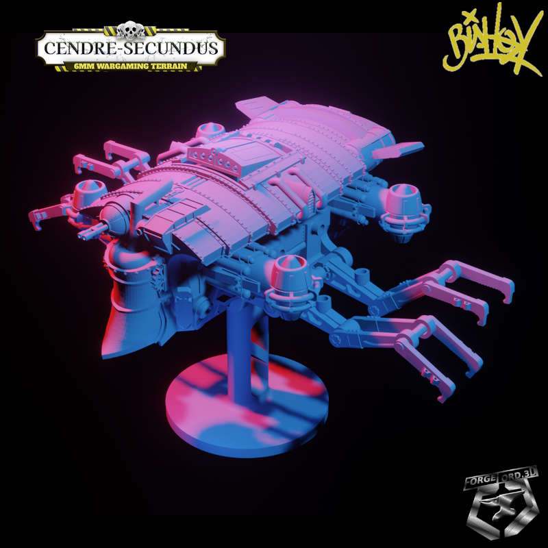 Cendre-Secundus-heavy-landing-ship,-6mm-bishok-design-cendre-prime-decor-rpg-3d-miniature-1