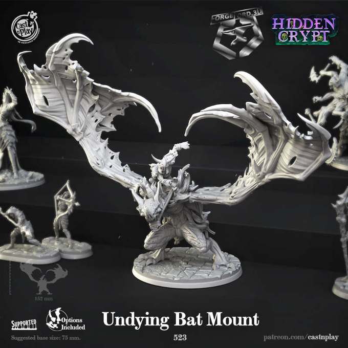 Undying-Bat-Mount-CastNPlay-hidden-crypt-Collection--fantasy-tabletop-RPG-3D-miniatures