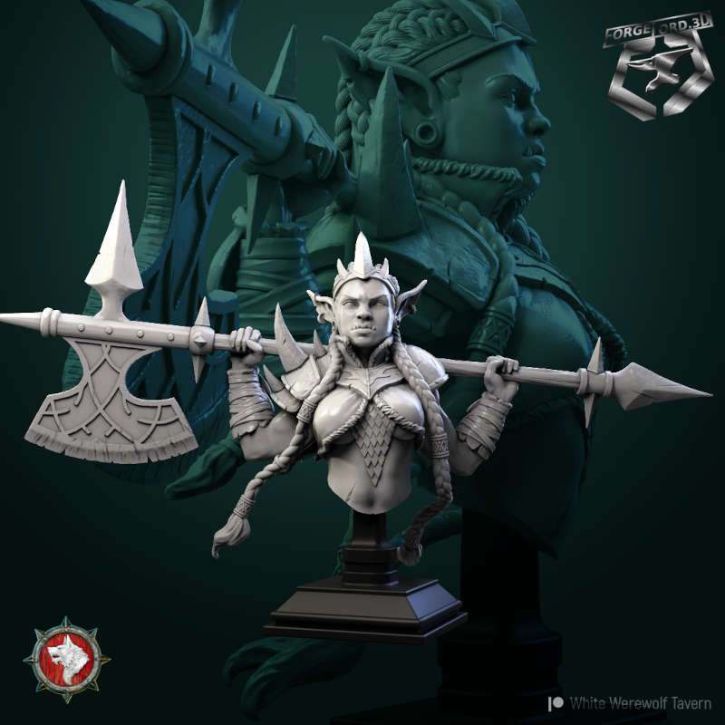 Goblin-Queen-bust-75mm-figurines-fantasy-tabletop-RPG-3D-miniatures-white-werewolf-tavern