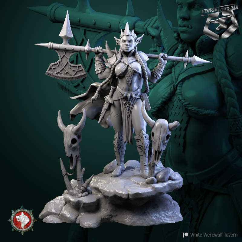 Goblin-Queen-75mm-figurines-fantasy-tabletop-RPG-3D-miniatures-white-werewolf-tavern