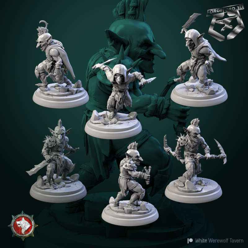 Little-angry-goblins-set-32mm-figurines-fantasy-tabletop-RPG-3D-miniatures-white-werewolf-tavern