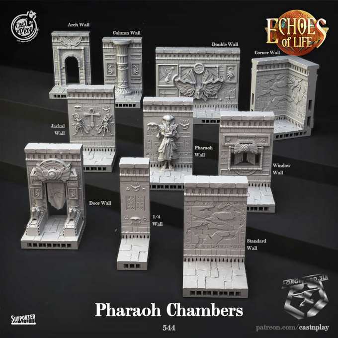 Pharaoh-Chambers-Walls-CastNPlay-echoes-of-life-Collection--fantasy-tabletop-RPG-3D-miniatures