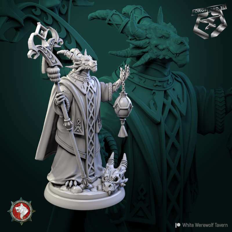 Dragonborn-High-Priest-figurines-fantasy-tabletop-RPG-3D-miniatures-white-werewolf-tavern