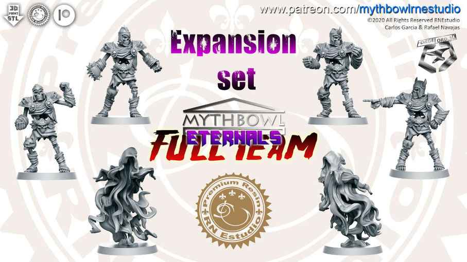 Mythicbowl-Eternal-expantion-set-Necromanand-Undead-team-RN-Estudio-figurines-fantasy-football-tabletop-RPG-3D-miniatures