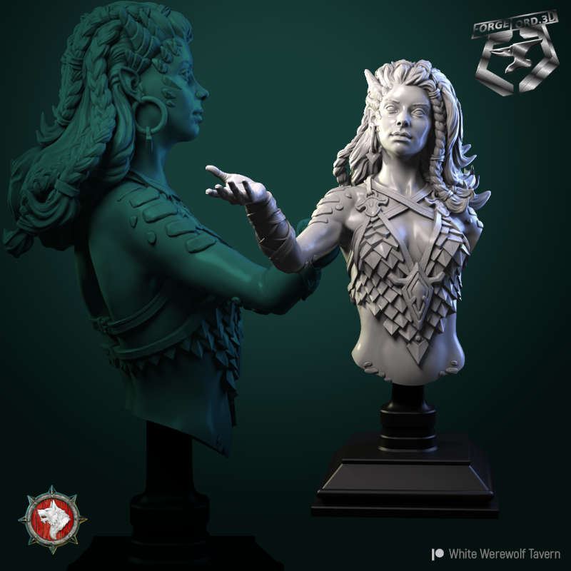Nala-bust-75mm-figurines-fantasy-tabletop-RPG-3D-miniatures-white-werewolf-tavern