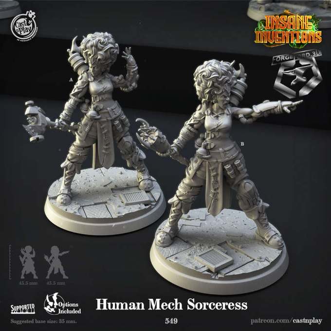 Human-Mech-Sorceress-CastNPlay-insane-inventions-Collection--fantasy-tabletop-RPG-3D-miniatures