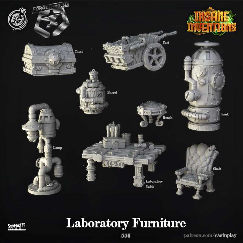 Laboratory-Furniture-Props-CastNPlay-echoe-of-life-Collection--fantasy-tabletop-RPG-3D-miniatures