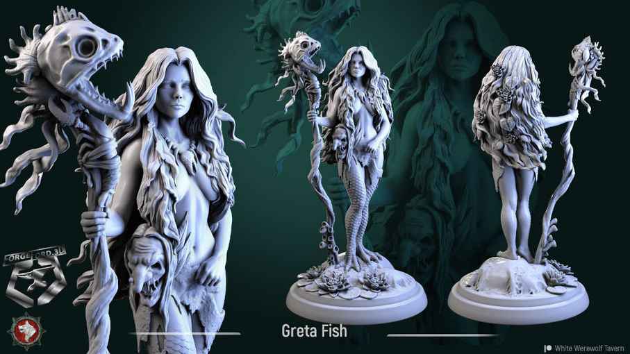 Greta-Fish-75mm-figurines-fantasy-tabletop-RPG-3D-miniatures-white-werewolf-tavern