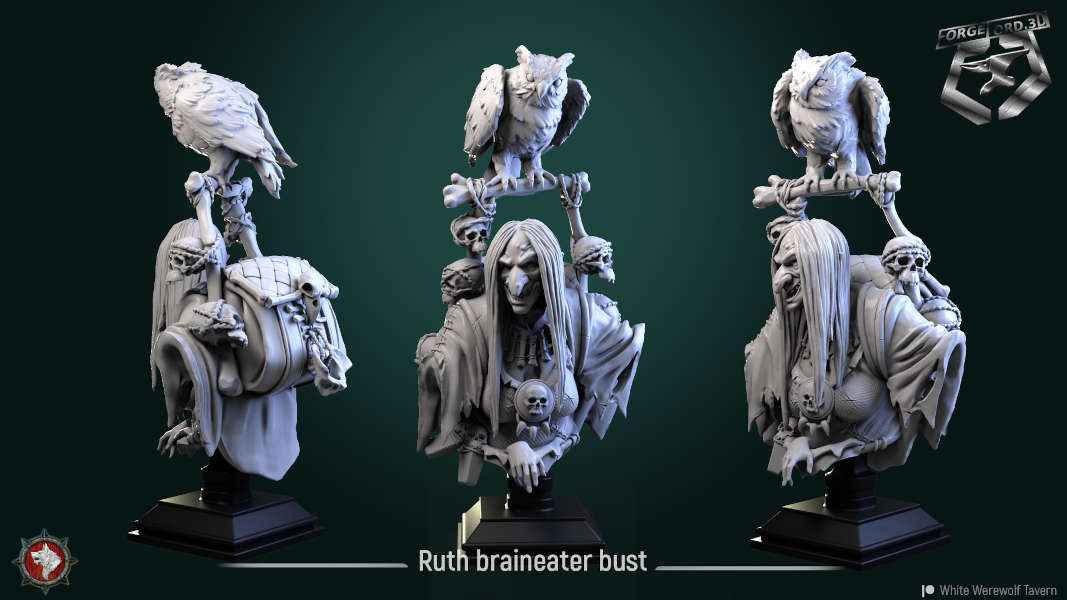 Ruth-braineater-bust-75mm-figurines-fantasy-tabletop-RPG-3D-miniatures-white-werewolf-tavern