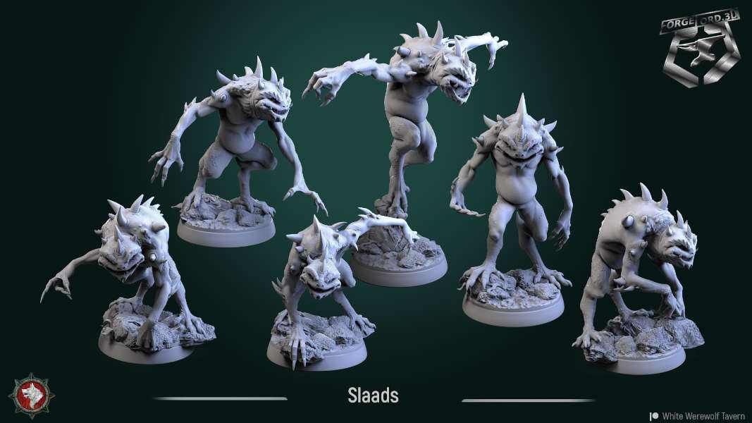 Slaads-set-32mm-figurines-fantasy-tabletop-RPG-3D-miniatures-white-werewolf-tavern