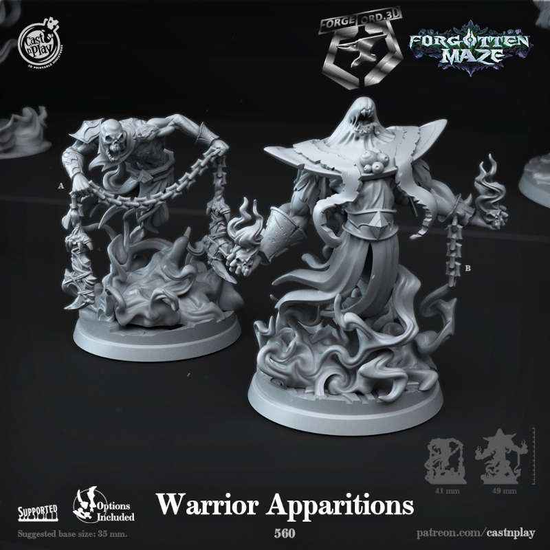 Warrior-Apparitions-CastNPlay-forgotten-maze-Collection--fantasy-tabletop-RPG-3D-miniatures