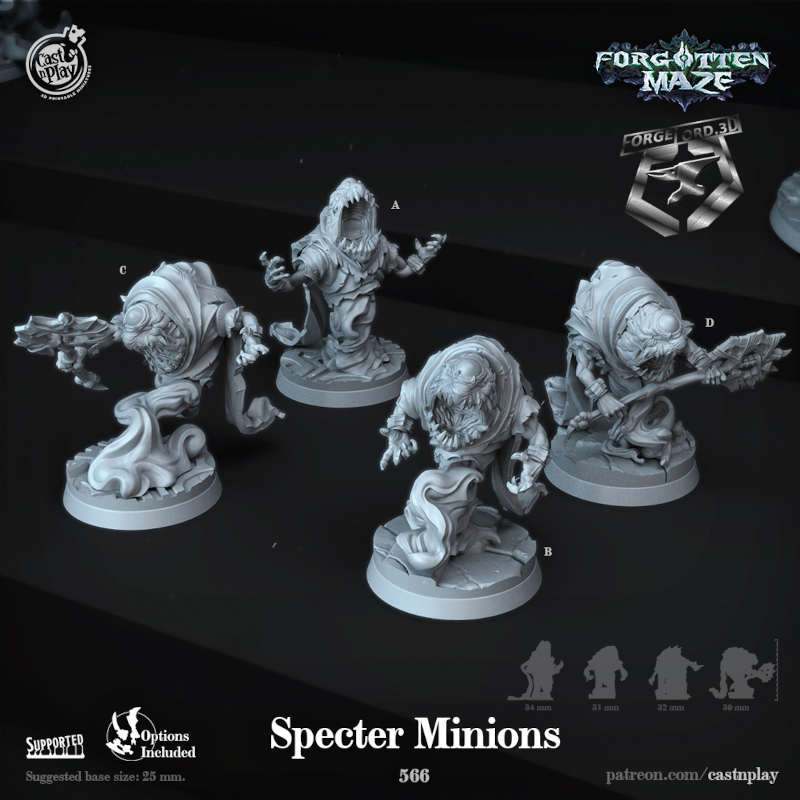 Specter-Minions-CastNPlay-forgotten-maze-Collection--fantasy-tabletop-RPG-3D-miniatures